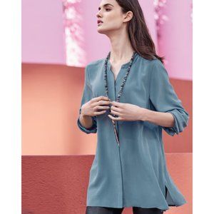 Eileen Fisher Silk Crepe de Chine Boyfriend Shirt